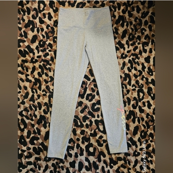 PINK Victoria's Secret Pants - PINK Victoria's Secret Gray Leggings with Colorful Logo